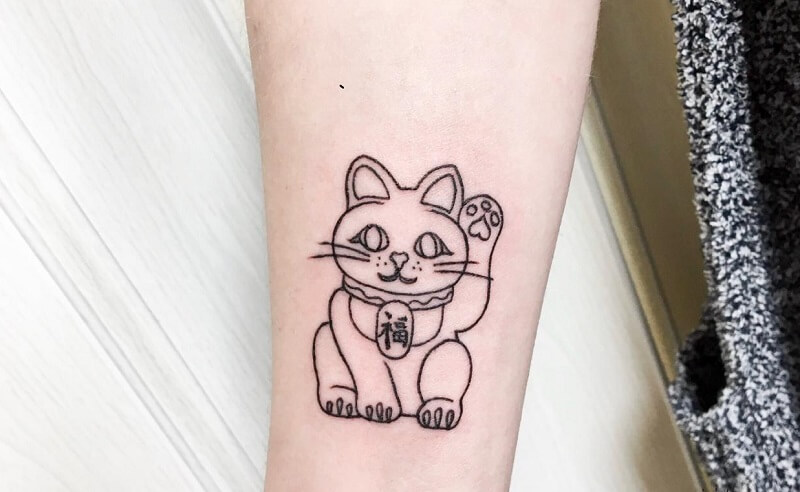 Hình xăm mèo thần tài thịnh hành và được nhiều người yêu thích với ý nghĩa  may mắn và giàu sang  Hình xăm nghệ thuật Lucky Tattoo