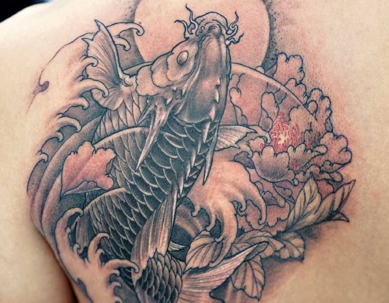 Tattoo cá chép nửa lưng