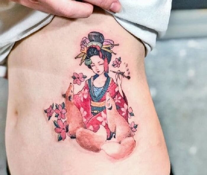 Tattoo cô gái Trung Hoa ở bụng29