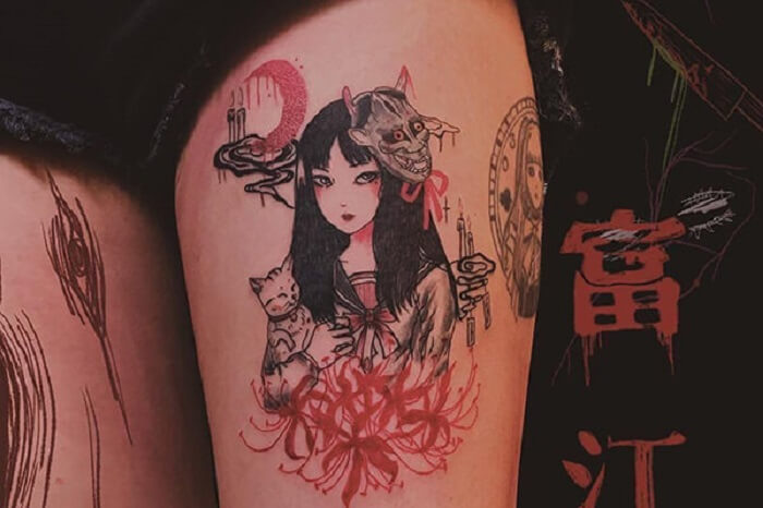Tattoo cô gái Trung Hoa trên chân21