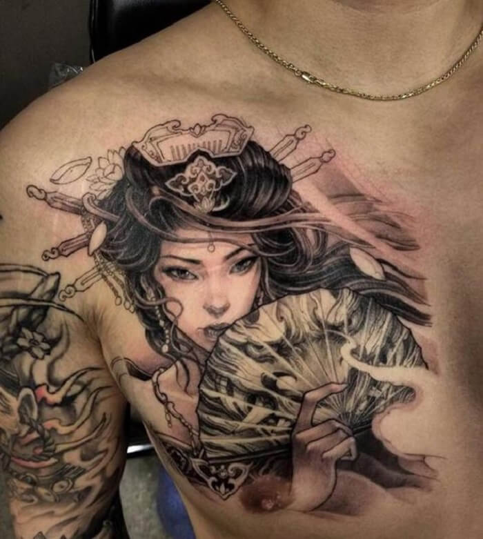 Tattoo cô gái Trung Hoa ở ngực36