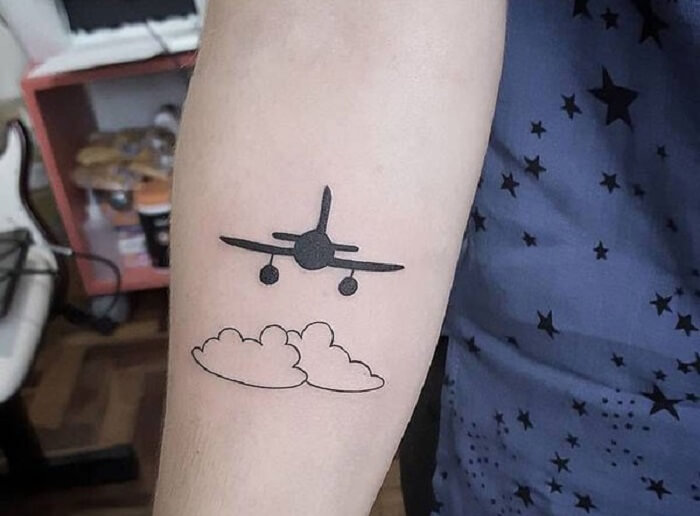 Tattoo đám mây cùng máy bay20