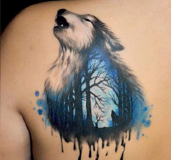 Tattoo chó sói hú trăng18