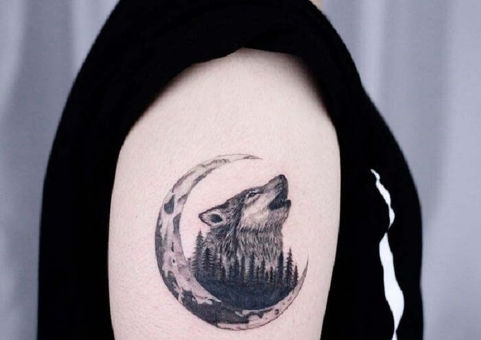 Tattoo chó sói hú trăng36