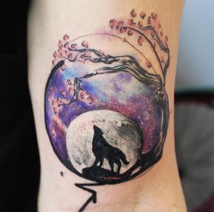 Tattoo chó sói hú trăng41