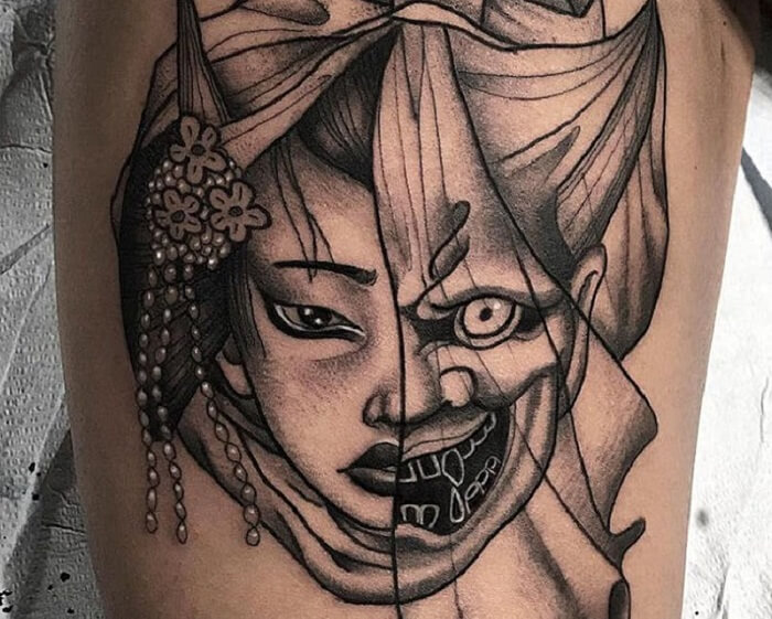 Tattoo mặt quỷ Satan 44