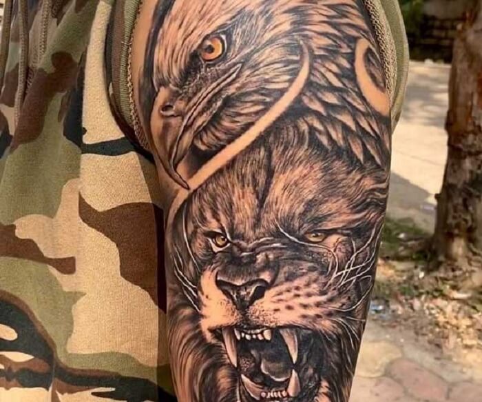 Tattoo sư tử hoa hồng5
