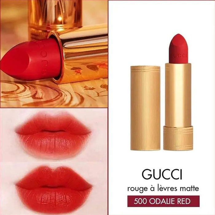 Son Lì Gucci Rouge À Lèvres Voile Mat Màu 500 Odalie Red 